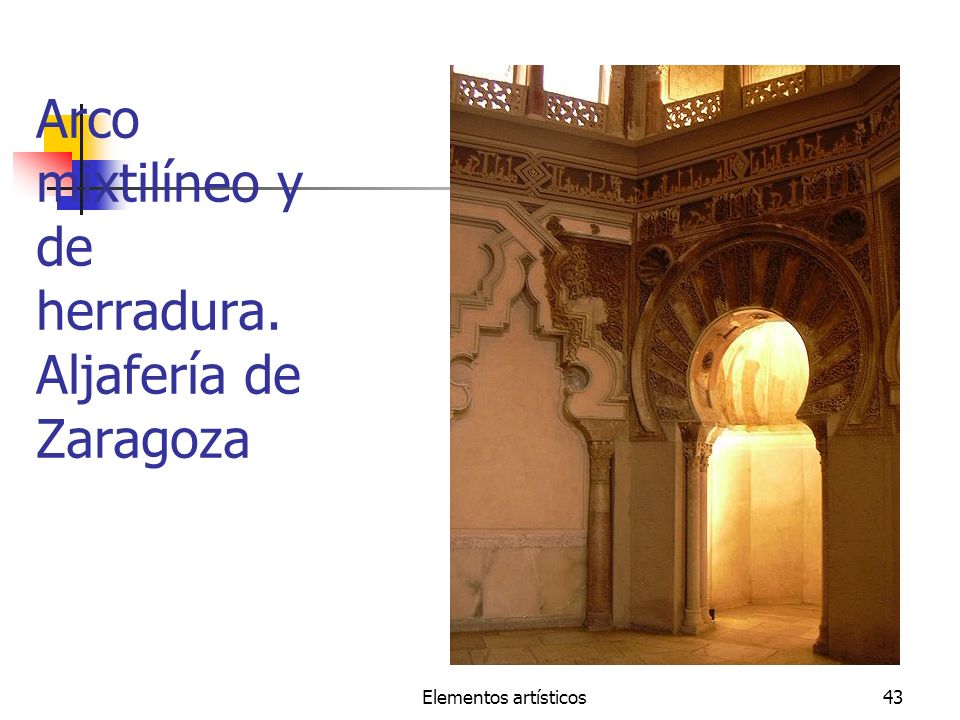 Arco mixtilíneo y de herradura. Aljafería de Zaragoza