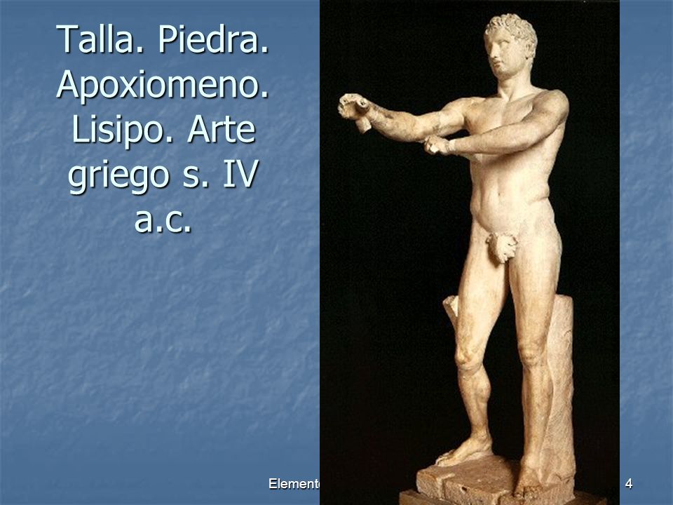 Talla. Piedra. Apoxiomeno. Lisipo. Arte griego s. IV a.c.