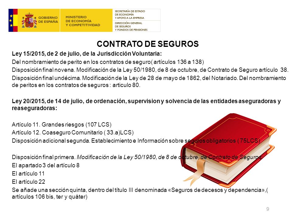 CONTRATO DE SEGUROS Ley 15/2015, de 2 de julio, de la Jurisdicción Voluntaria: