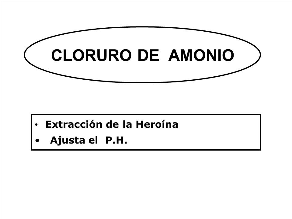 CLORURO DE AMONIO Extracción de la Heroína Ajusta el P.H.