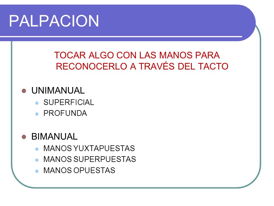 TOCAR ALGO CON LAS MANOS PARA RECONOCERLO A TRAVÉS DEL TACTO