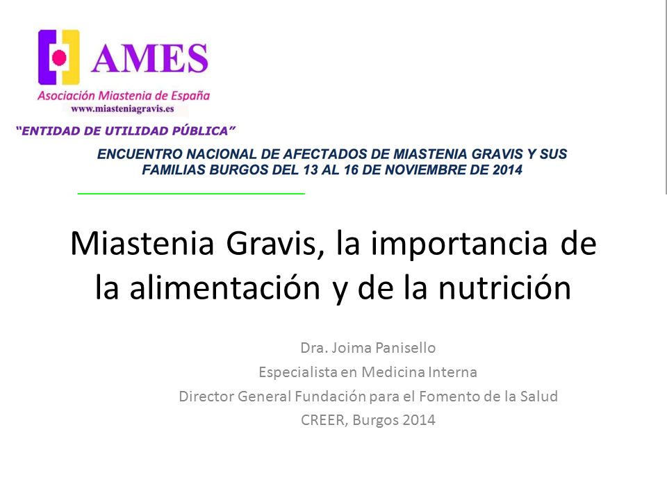 Miastenia Gravis, la importancia de la alimentación y de la nutrición