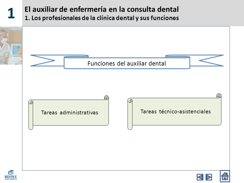 1 El auxiliar de enfermería en la consulta dental 1. Los profesionales de la clínica dental y sus funciones.