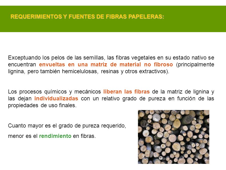REQUERIMIENTOS Y FUENTES DE FIBRAS PAPELERAS: