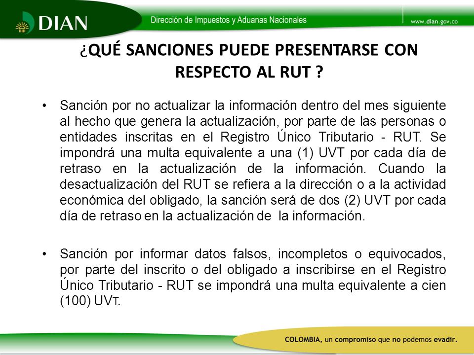 ¿QUÉ SANCIONES PUEDE PRESENTARSE CON RESPECTO AL RUT