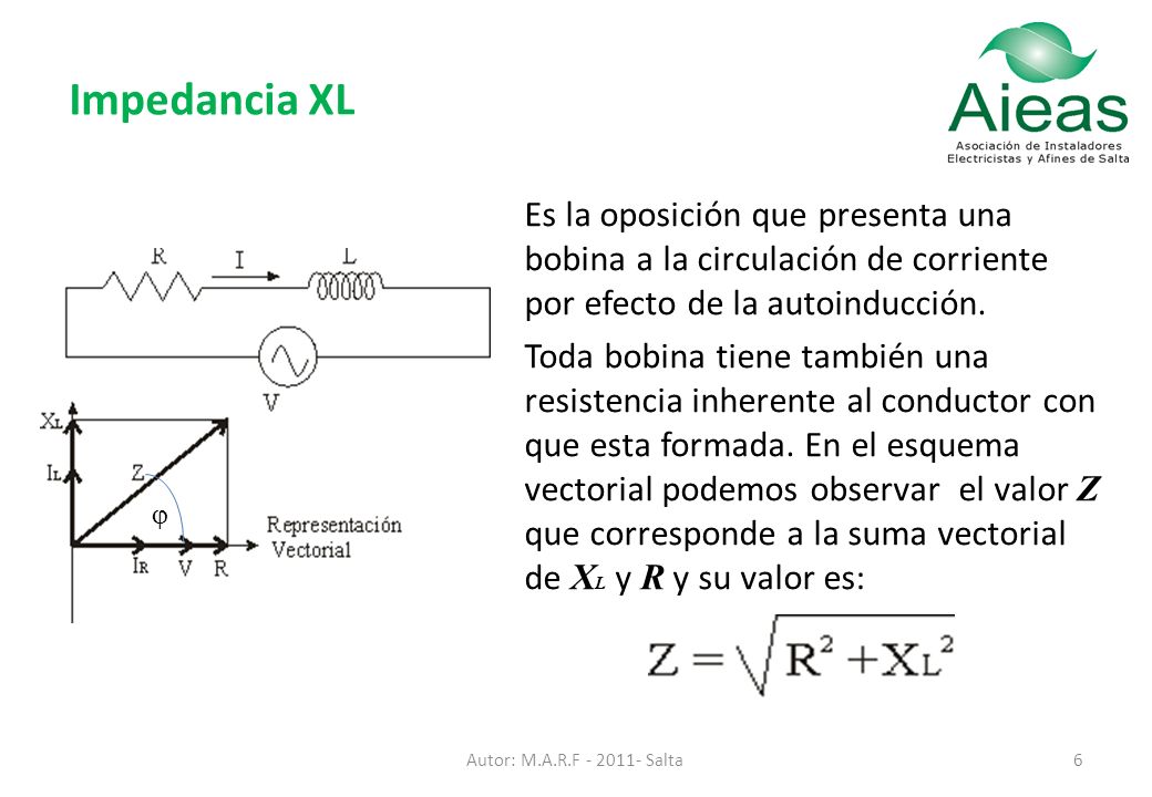 Impedancia XL Es la oposición que presenta una bobina a la circulación de corriente por efecto de la autoinducción.