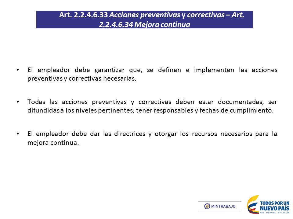 Art Acciones preventivas y correctivas – Art