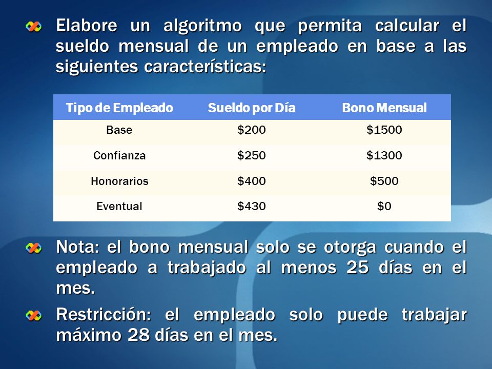 Restricción: el empleado solo puede trabajar máximo 28 días en el mes.