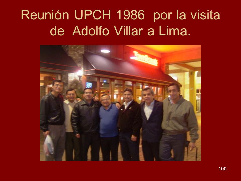 Reunión UPCH 1986 por la visita de Adolfo Villar a Lima.