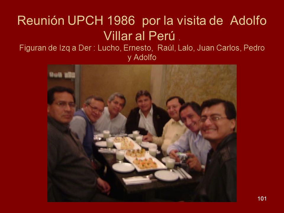 Reunión UPCH 1986 por la visita de Adolfo Villar al Perú