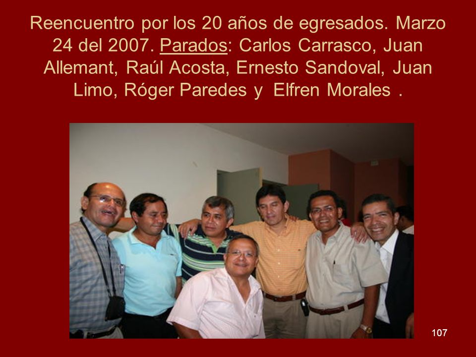 Reencuentro por los 20 años de egresados. Marzo 24 del 2007