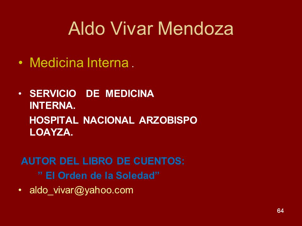 Aldo Vivar Mendoza Medicina Interna . SERVICIO DE MEDICINA INTERNA.