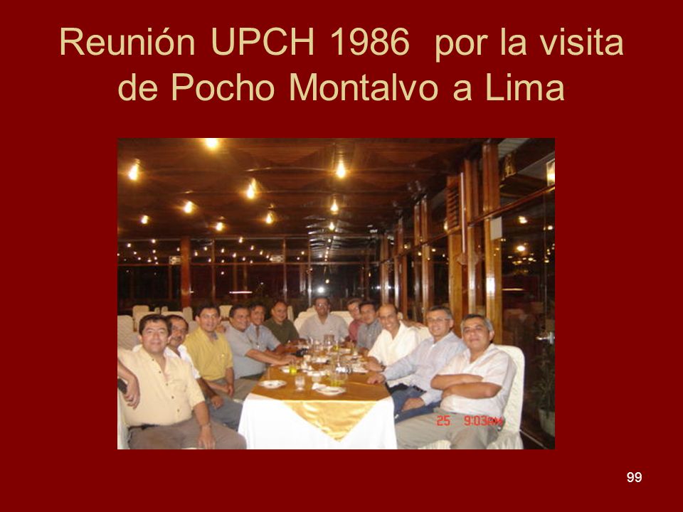 Reunión UPCH 1986 por la visita de Pocho Montalvo a Lima