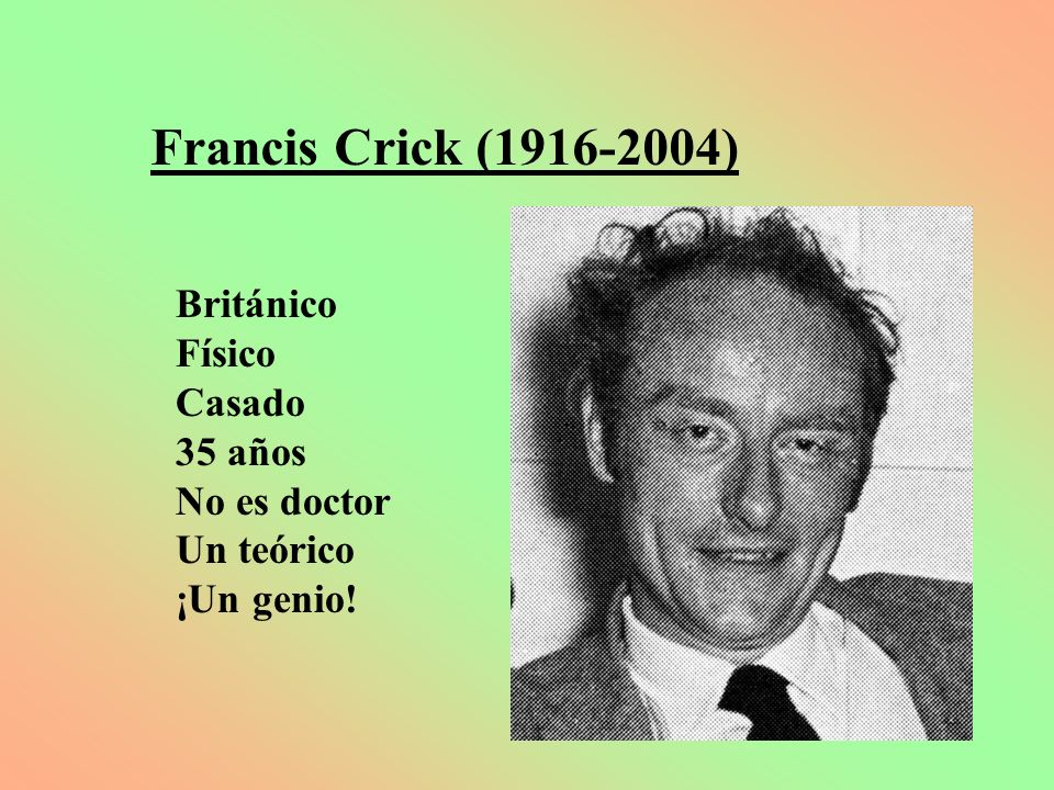 Francis Crick ( ) Británico Físico Casado 35 años No es doctor