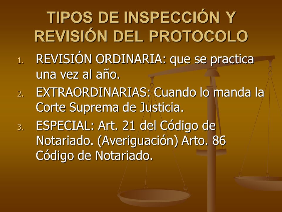 TIPOS DE INSPECCIÓN Y REVISIÓN DEL PROTOCOLO