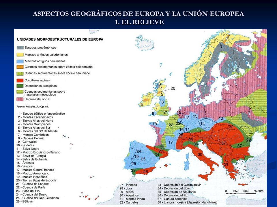 ASPECTOS GEOGRÁFICOS DE EUROPA Y LA UNIÓN EUROPEA 1. EL RELIEVE