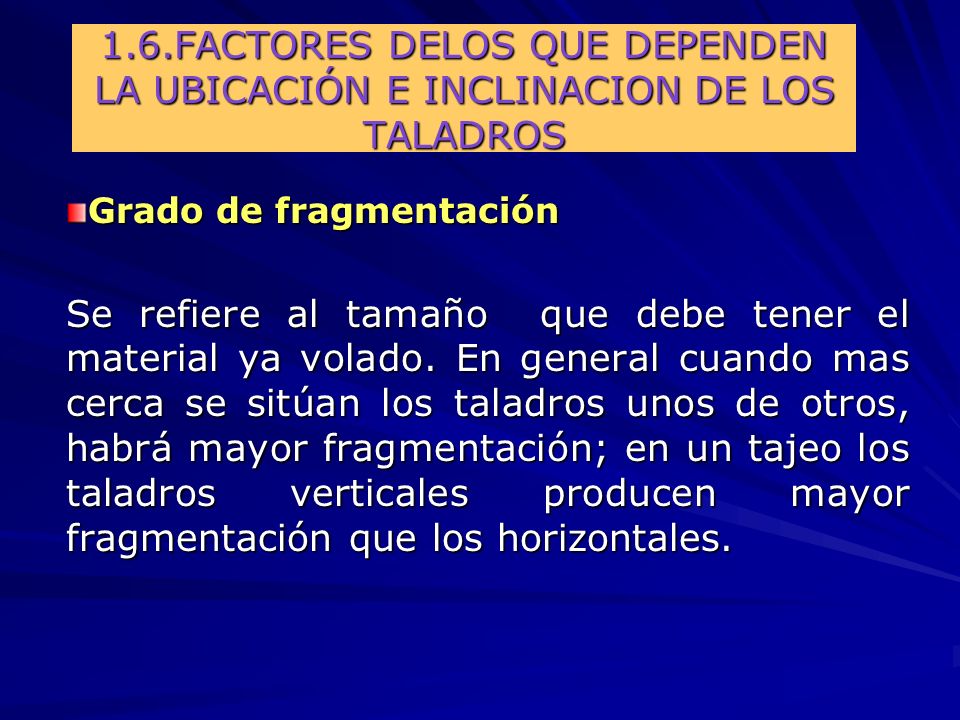 1.6.FACTORES DELOS QUE DEPENDEN LA UBICACIÓN E INCLINACION DE LOS TALADROS