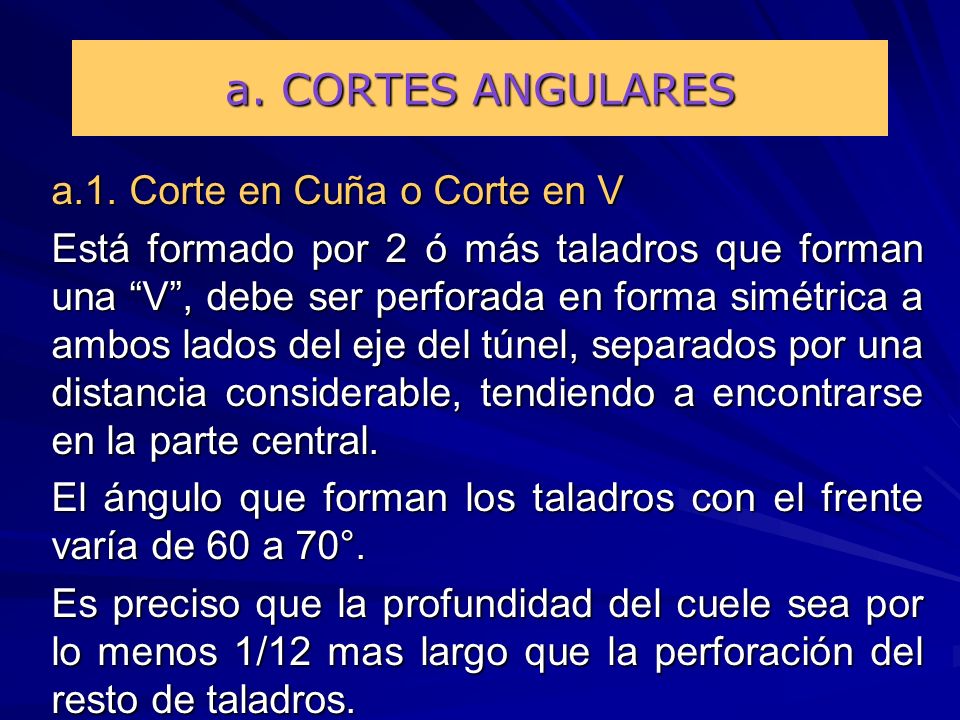 a. CORTES ANGULARES a.1. Corte en Cuña o Corte en V