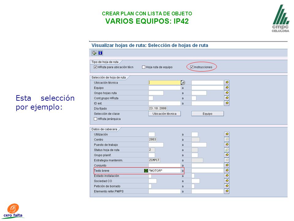 CREAR PLAN CON LISTA DE OBJETO VARIOS EQUIPOS: IP42