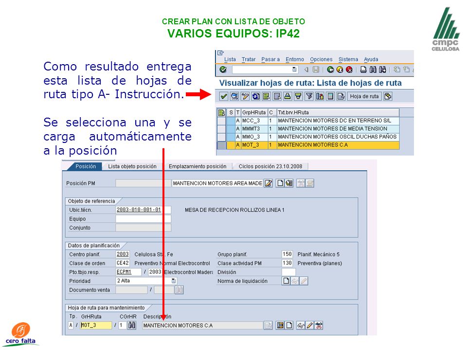CREAR PLAN CON LISTA DE OBJETO VARIOS EQUIPOS: IP42