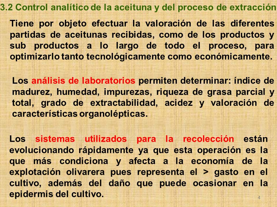 3.2 Control analítico de la aceituna y del proceso de extracción