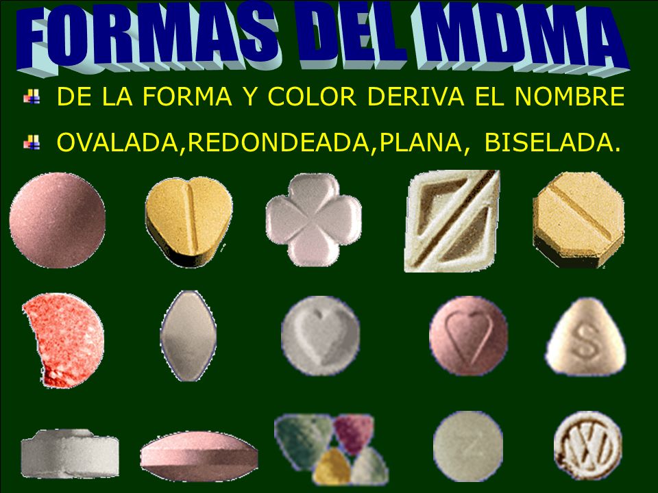 FORMAS DEL MDMA DE LA FORMA Y COLOR DERIVA EL NOMBRE