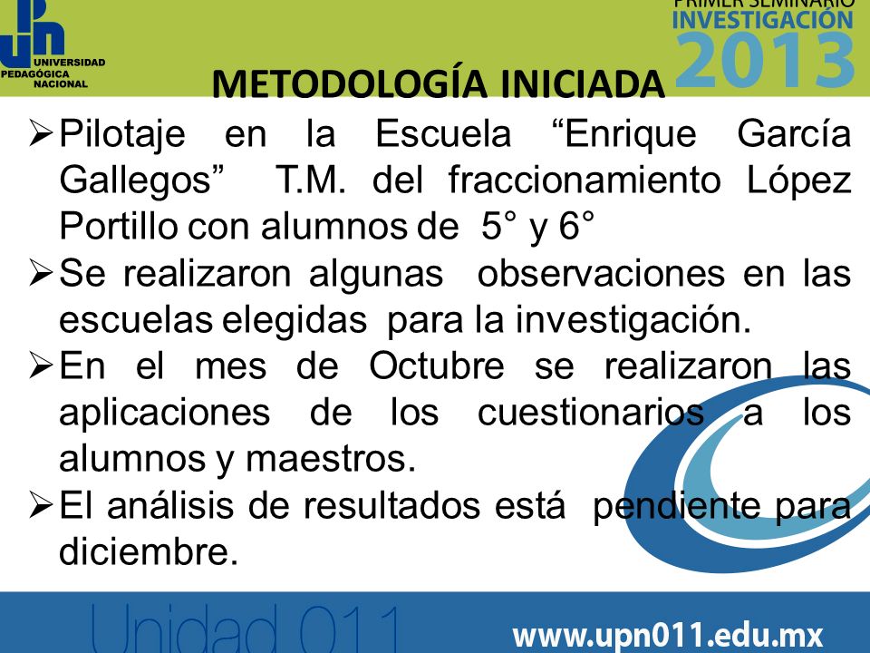 METODOLOGÍA INICIADA Pilotaje en la Escuela Enrique García Gallegos T.M. del fraccionamiento López Portillo con alumnos de 5° y 6°