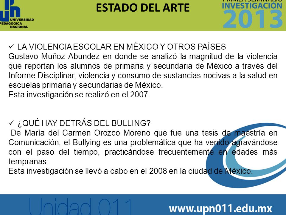 ESTADO DEL ARTE LA VIOLENCIA ESCOLAR EN MÉXICO Y OTROS PAÍSES