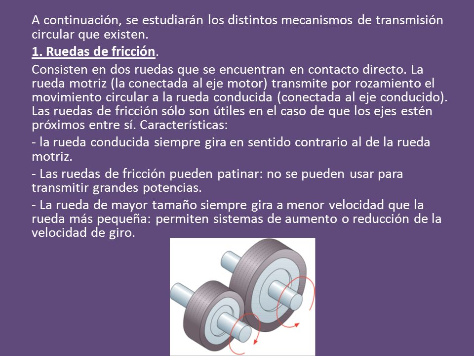 A continuación, se estudiarán los distintos mecanismos de transmisión circular que existen.