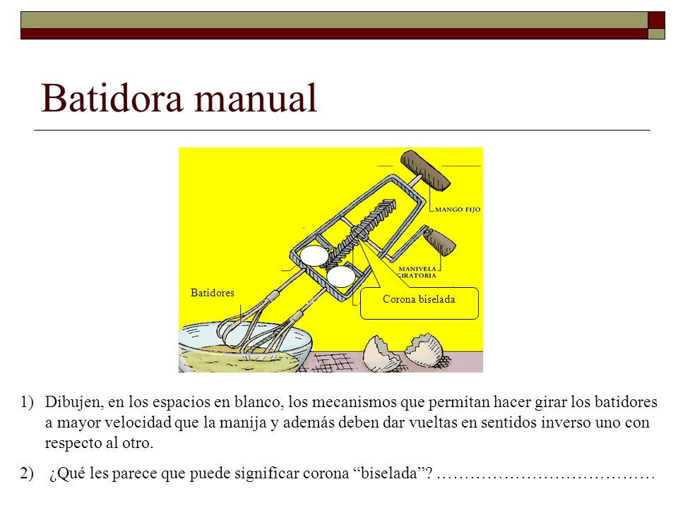 Batidora manual Batidores. Corona biselada.