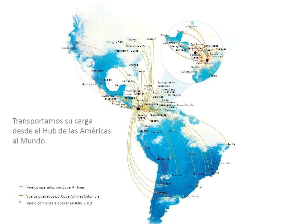 Transportamos su carga desde el Hub de las Américas al Mundo.