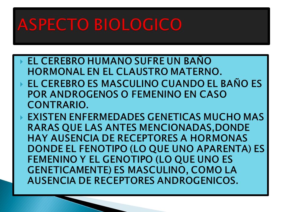 ASPECTO BIOLOGICO EL CEREBRO HUMANO SUFRE UN BAÑO HORMONAL EN EL CLAUSTRO MATERNO.