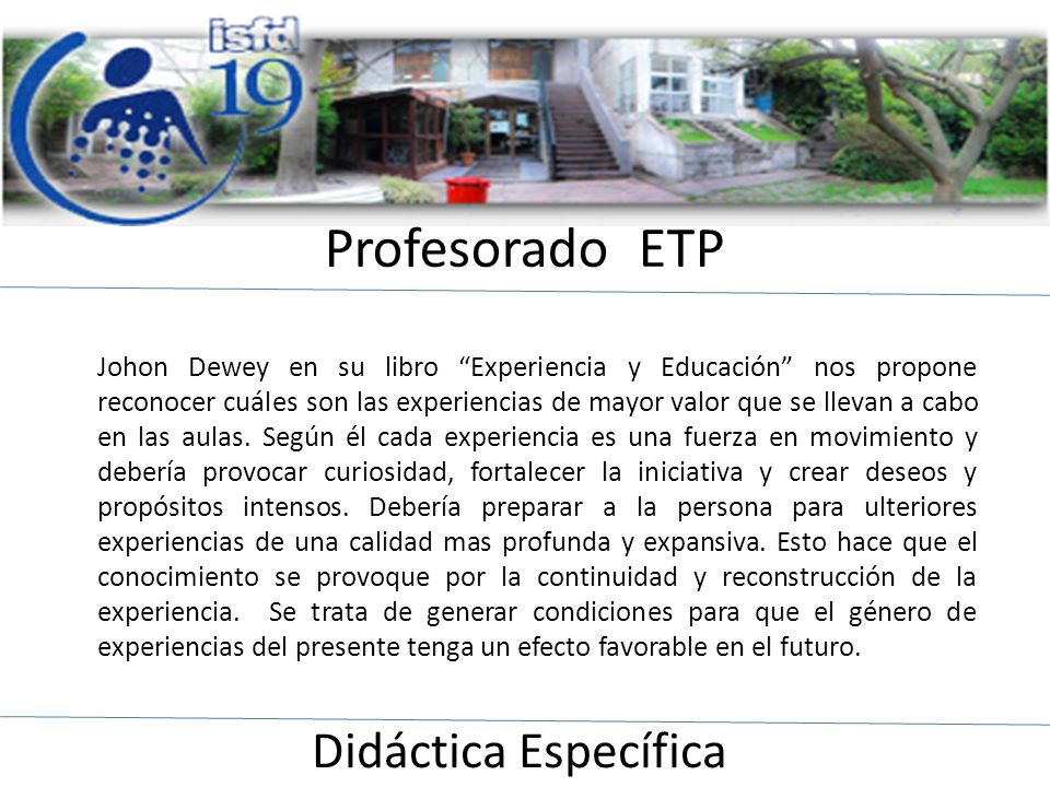 Profesorado ETP Didáctica Específica