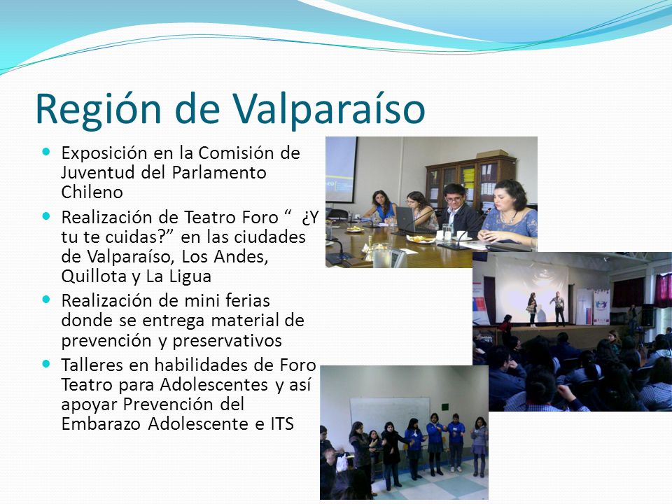 Región de Valparaíso Exposición en la Comisión de Juventud del Parlamento Chileno.