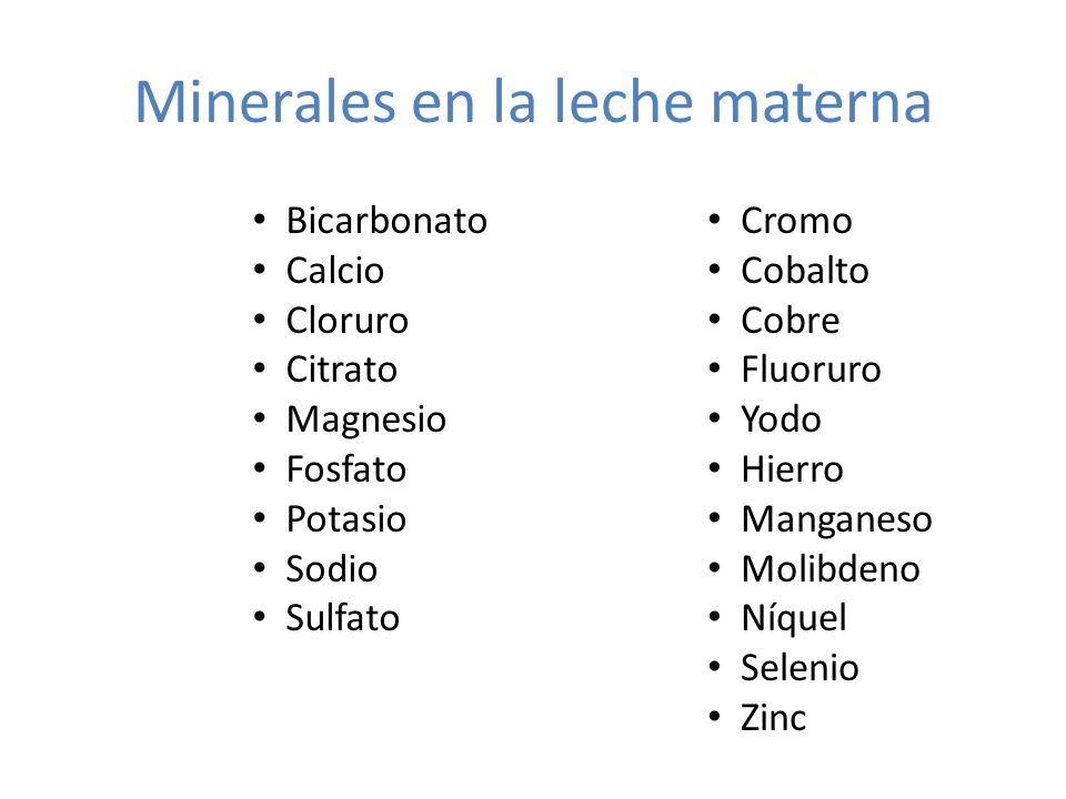 Minerales en la leche materna