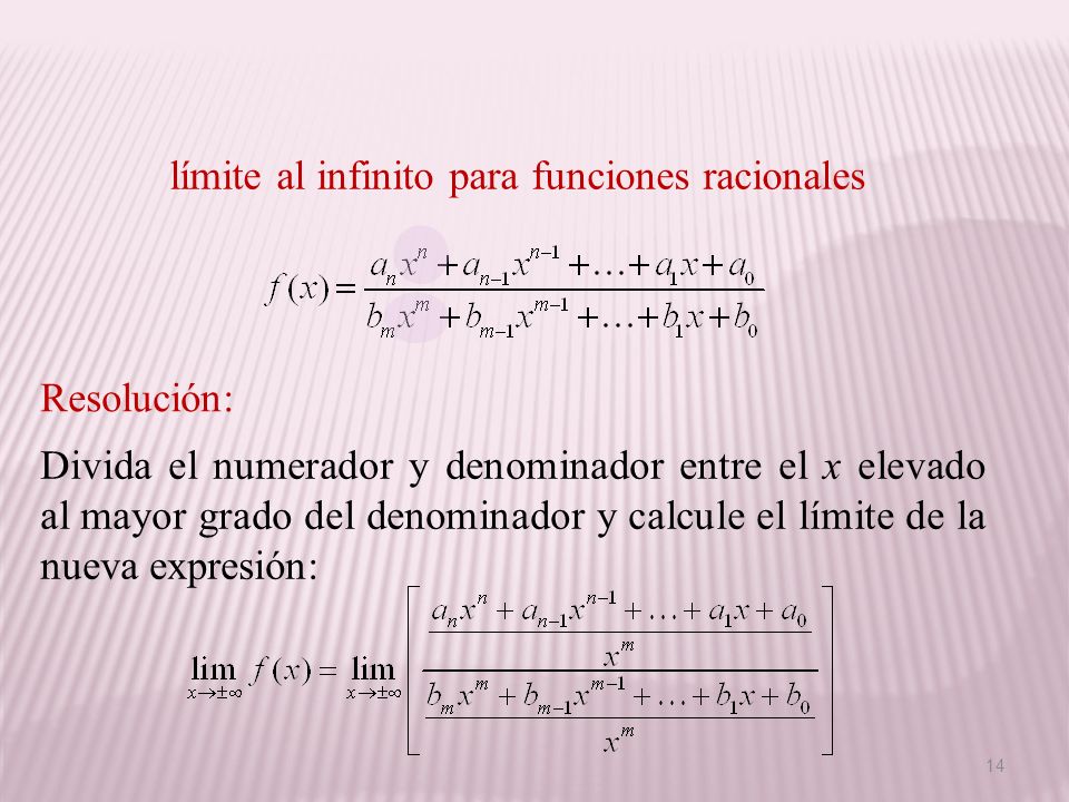 límite al infinito para funciones racionales