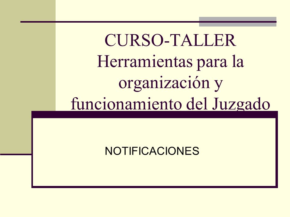 CURSO-TALLER Herramientas para la organización y funcionamiento del Juzgado