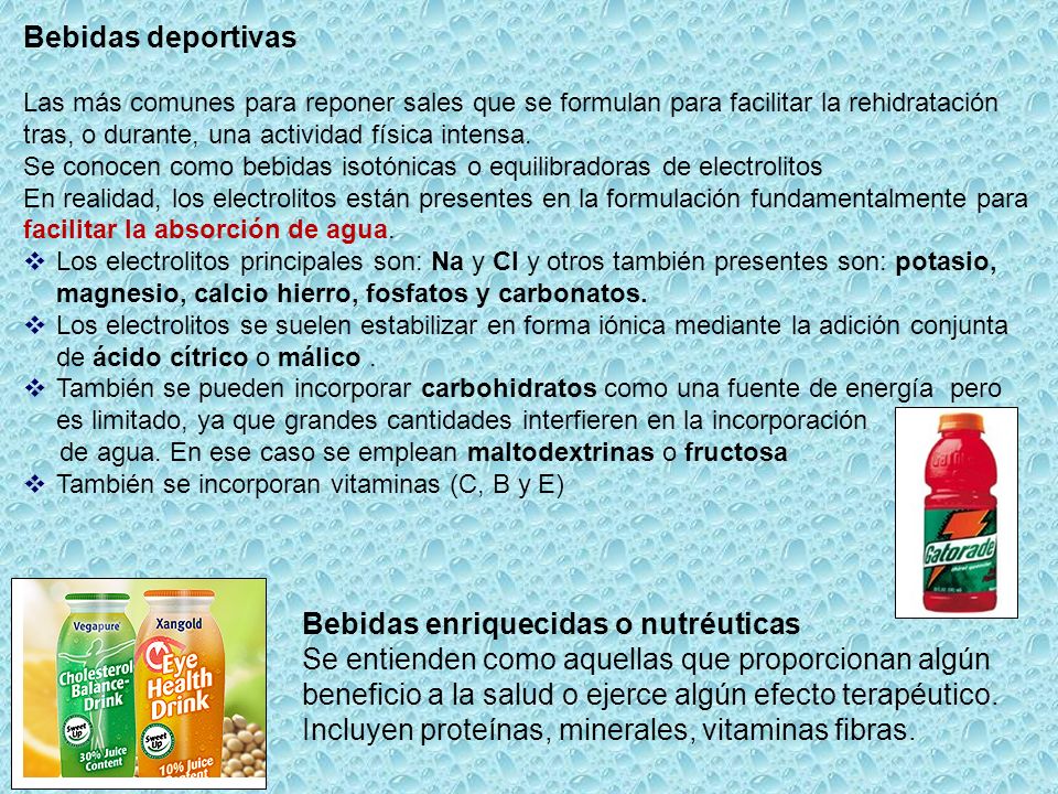 Bebidas enriquecidas o nutréuticas