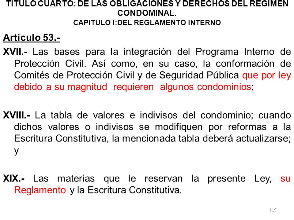 TITULO CUARTO: DE LAS OBLIGACIONES Y DERECHOS DEL RÉGIMEN CONDOMINAL