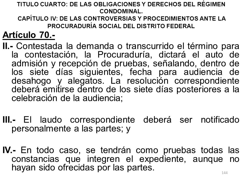 TITULO CUARTO: DE LAS OBLIGACIONES Y DERECHOS DEL RÉGIMEN CONDOMINAL