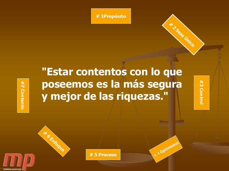 # 1Propósito # 2 Seas Único. Estar contentos con lo que poseemos es la más segura y mejor de las riquezas.