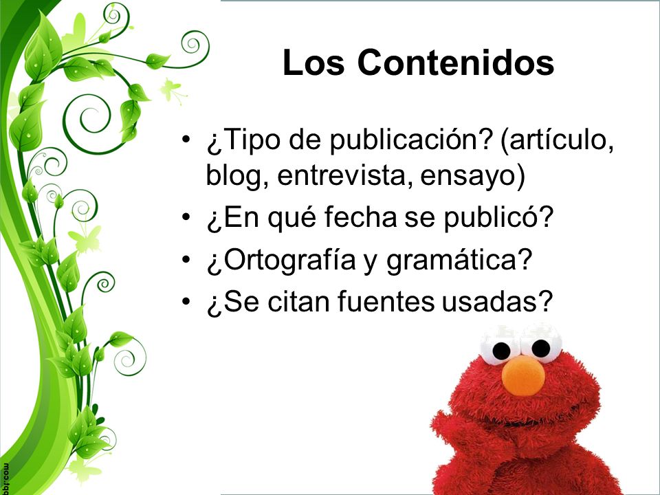 Los Contenidos ¿Tipo de publicación (artículo, blog, entrevista, ensayo) ¿En qué fecha se publicó