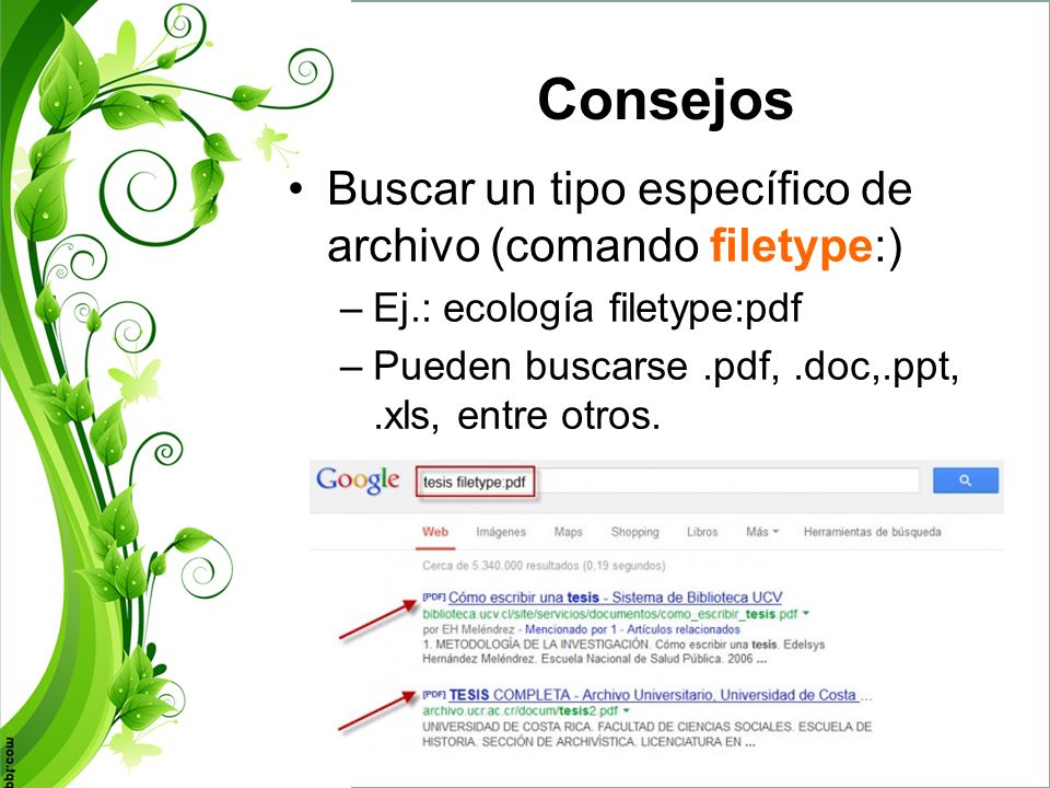Consejos Buscar un tipo específico de archivo (comando filetype:)