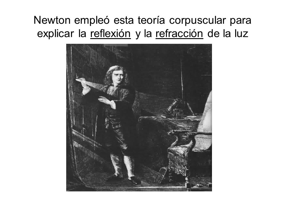 Newton empleó esta teoría corpuscular para explicar la reflexión y la refracción de la luz