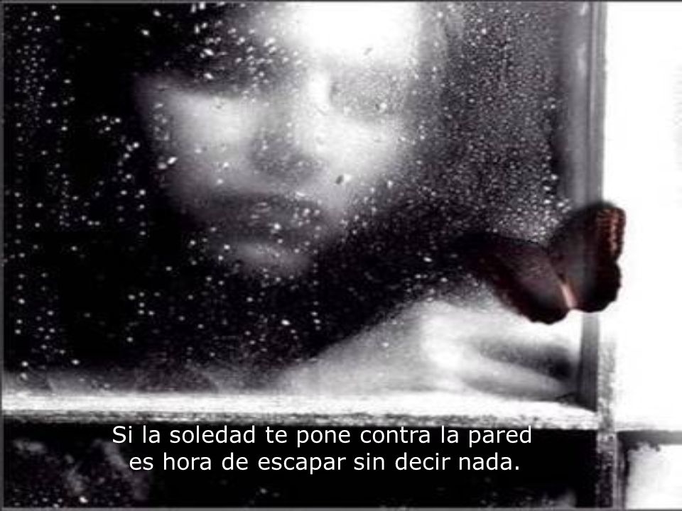Si la soledad te pone contra la pared es hora de escapar sin decir nada.