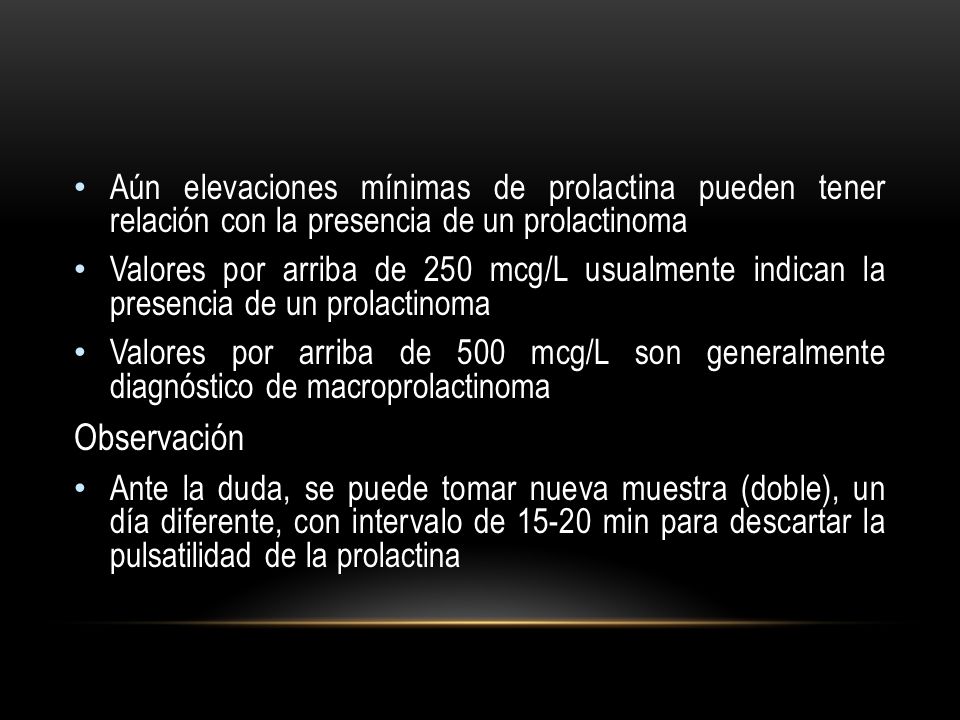Aún elevaciones mínimas de prolactina pueden tener relación con la presencia de un prolactinoma
