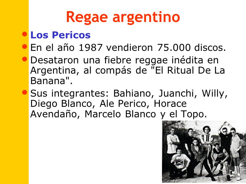 Regae argentino Los Pericos En el año 1987 vendieron discos.