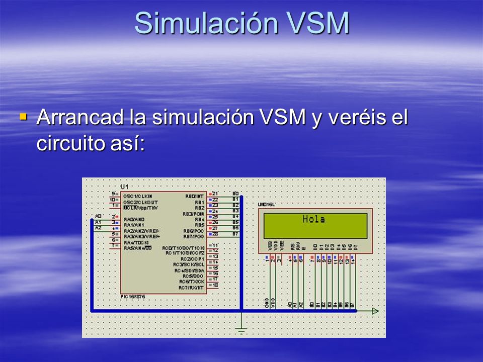 Simulación VSM Arrancad la simulación VSM y veréis el circuito así: