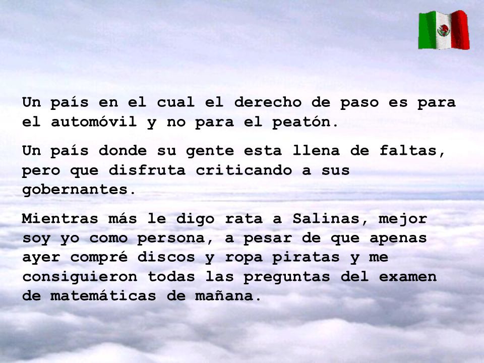 Un país en el cual el derecho de paso es para el automóvil y no para el peatón.