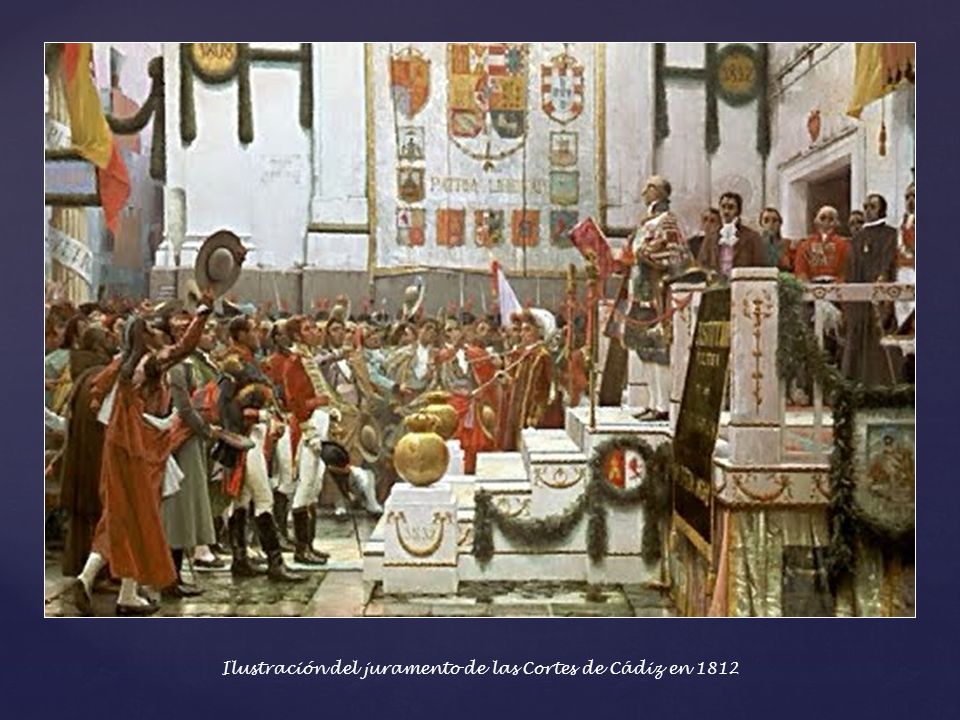 Ilustración del juramento de las Cortes de Cádiz en 1812